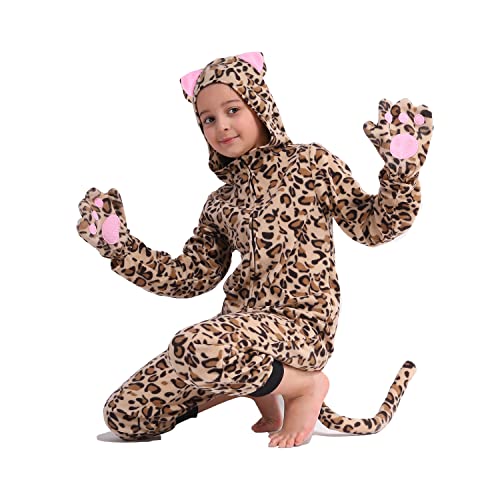 Rabtero Kinder Tier Onesie Kostüm - Unisex Gepard/Leopard für Halloween/Weihnachten/Karneval Festival - Größe 8-10 Rabtero Kinder Tier Onesie Kostüm - Unisex Gepard/Leopard für Halloween/Weihnachten/Karneval Festival - Größe 8-10 von Rabtero