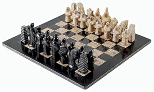 RADICALn 15 Zoll orignal handgemachte Schwarz und Koralle Antik Vollmarmor Schachspiel Set - Turnier Schachsets - Zwei Spieler Staunton Tisch Schachbrett Spiel Set von Radicaln