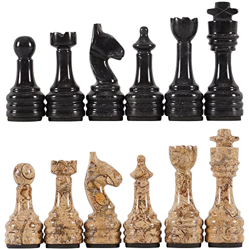 Radical Marble Big Board Games Complete Black and Coral Chess Figuren – geeignet für 16 – 20 Zoll Schachbrett – Antike 32 Schachfiguren Set – komplett aus Marble Handmade Nicht-Holzschach von Radicaln