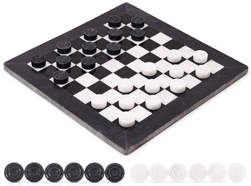 Radicaln Checkers Brettspiel 40,6 cm – handgefertigt aus Marmor, Turnier-Set, kein Holz, Nicht Domino, Schach oder Krabben – Multi Fun Draughts Spiel für Kinder & Erwachsene, Oceanic & Weiß. Radicaln Checkers Brettspiel 40,6 cm – handgefertigt aus Marmor, Turnier-Set, kein Holz, Nicht Domino, Schach oder Krabben – Multi Fun Draughts Spiel für Kinder & Erwachsene, Oceanic & Weiß. von Radicaln