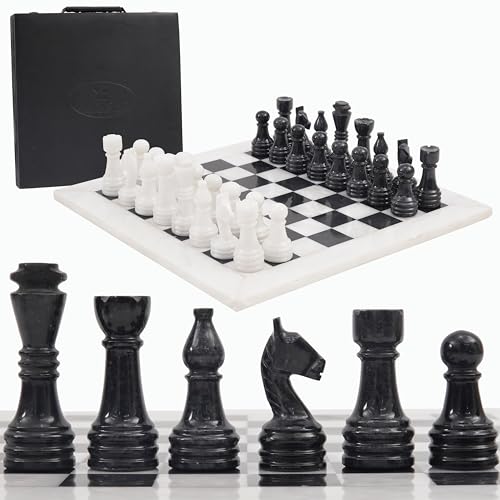 Radicaln Marmor Schachset 15 Zoll mit Aufbewahrungsbox Handgemachtes Weiß und Schwarz Klassisches Brettspiel, Familienbrettspiele für Erwachsene, Luxus Marmor Schachbretter & Stücke für Geschenke Radicaln Marmor Schachset 15 Zoll mit Aufbewahrungsbox Handgemachtes Weiß und Schwarz Klassisches Brettspiel, Familienbrettspiele für Erwachsene, Luxus Marmor Schachbretter & Stücke für Geschenke von Radicaln