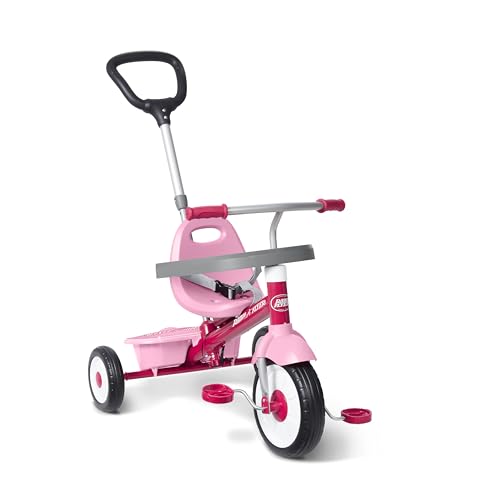 Radio Flyer 3-in-1 Stroll 'N Trike, rosafarbenes Dreirad für Kleinkinder, für 1,5–5 Jahre von Radio Flyer