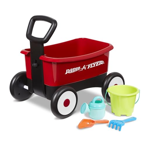 Radio Flyer My 1st Wagon with Beach and Garden Tools, 2-in-1 Wagon, Ages 1-4, Rot von Radio Flyer