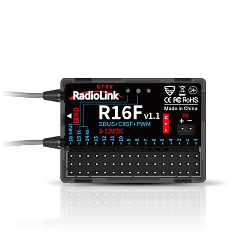 Radiolink R16F 16 Kanäle RC-Empfänger Spannungstelemetrie Wasserdicht für RC-Flugzeug Jet Boot Auto Funktioniert für RC-Fernsteuerung T16D/T12D/T8FB/T8S/RC8X/RC6GS V3/RC4GS V3 von Radiolink