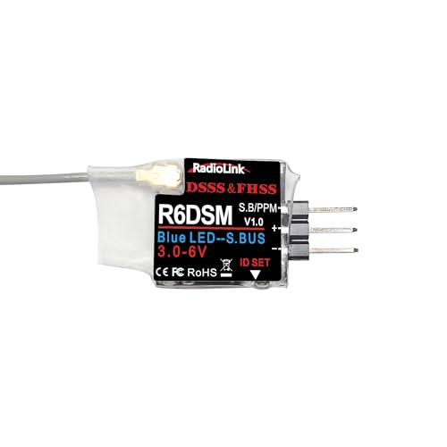 Radiolink R6DSM RC-Empfänger Mini 2,4 GHz 10-Kanal SBUS/PPM für Mini-FPV-Renndrohne, Quadcopter-Flugzeuge, kompatible mit AT9S AT9S Pro/AT10/AT10II von Radiolink