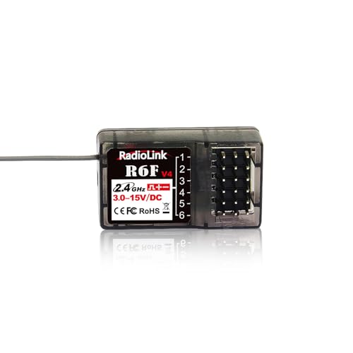 Radiolink R6F RC Empfänger 2.4 Ghz 6-Kanal große Reichweite bis zu 400m für Autos Boote kompatibel mit RC8X/RC6GS V3/RC4GS V3/T8FB/T8S/T16D/T12D von Radiolink