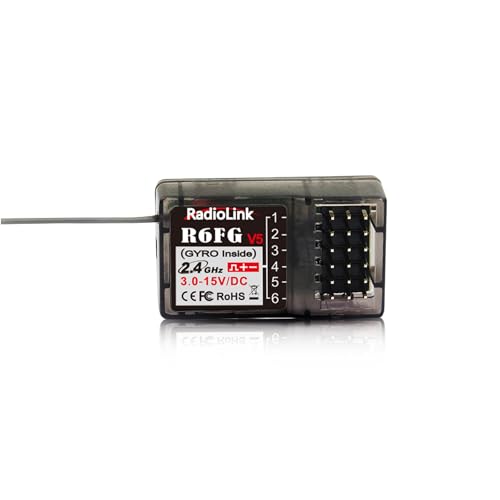 Radiolink R6FG RC Empfänger 2.4 Ghz Gyro-integriert 6 Kanäle große Reichweite bis zu 400m für Autos Boote kompatibel mit RC8X/RC6GS V3/RC4GS V3/T8FB/T8S/T16D/T12D von Radiolink