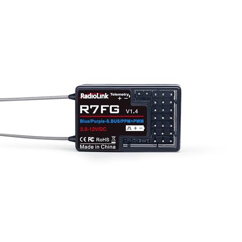 Radiolink R7FG RC Empfänger 2.4 Ghz Gyro-integriert 7 Kanäle mit Spannung-Telemetrie 600m Reichweite für Autos Boote kompatibel mit RC8X/RC6GS V3/RC4GS V3/T8FB/T8S/T16D/T12D von Radiolink