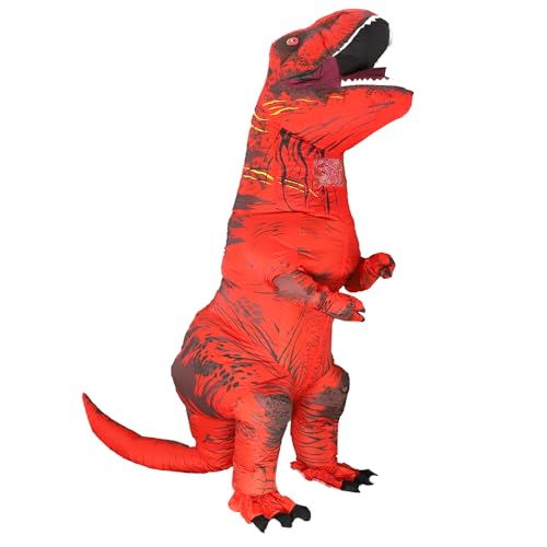 Rafalacy Aufblasbares Dinosaurier-Kostüm für Erwachsene, T-Rex- und Jurassic-Kostüm, lustiges Halloween-Party-Kostüm, Kostümanzug Karneval Party Dino Kostüm von Rafalacy