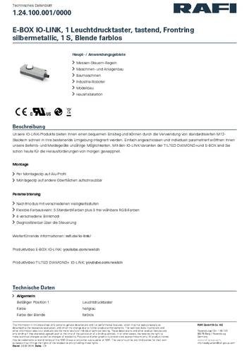RAFI 1.24.100.001/0000 E-BOX IO-LINK Leuchtdrucktaster tastend (L x B x H) 123.2 x 40 x 35.6mm 1St. von Rafi