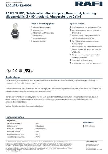 RAFI 1.30.275.432/0000 RAFIX 22 FS+ Schlüsselschalter 2 x 90° von Rafi