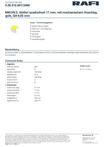 RAFI 5.05.512.001/2400 MICON 5 Stößel quadratisch Gelb von Rafi