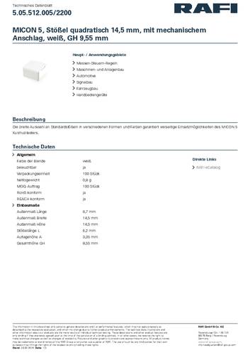RAFI 5.05.512.005/2200 MICON 5 Stößel quadratisch Weiß von Rafi