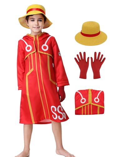 Ragelion Anime Kostüm Monkey Cosplay mit Sraw Hut Egghead Island Outfit für Erwachsene Kinder Karneval Kostüm von Ragelion