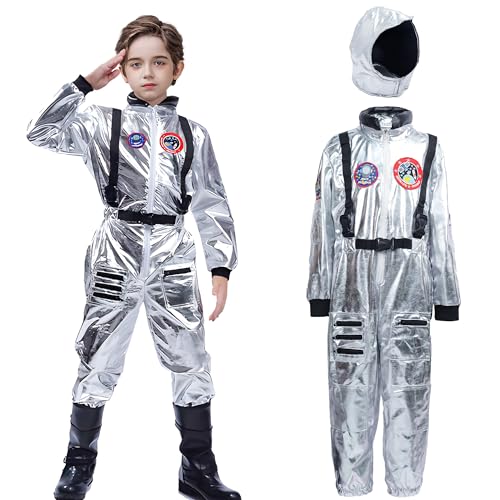 Ragelion Astronaut Kostüm für Kinder mit Helm,Halloween Space Kostüm Anzug Pretend Role Play Dress Up Outfit für Jungen Mädchen Kleinkind (Large) von Ragelion
