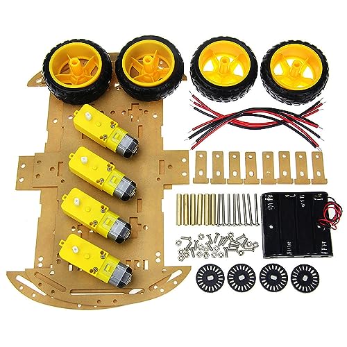 4wd Smart Robot Car Chassis Kit, 4 Verzögerungs-Gleichstrommotoren, Gute Richtungsabhängigkeit, Flexibles Drehen, Multifunktionales Smart Car Robot, Großes Chassis für den von Raguso