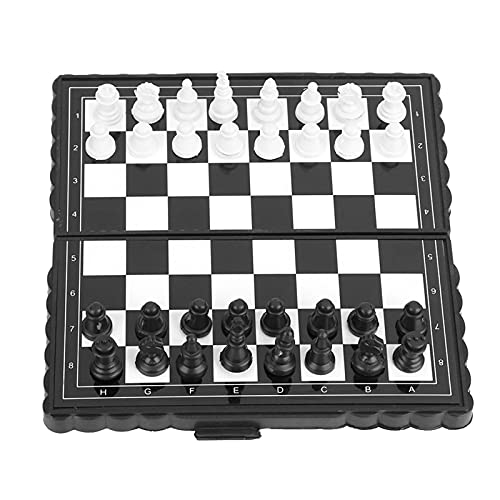 Dame-Set, klappbares Schachbrett, Kunststoff-Magnet-Schach, Anfänger-Schach-Set, tragbar für Aktivitäten im Innen- und Außenbereich von Raguso