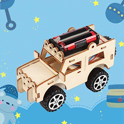 Kinder Kinder Elektro DIY Jeep Modell Physisches Experiment Spielzeug Frühpädagogisches Geschenkset Holz Jeep Modell Auto Wissenschaftliches Experiment Spielzeug für Geschenke Geschenk Teen Jungen Mäd von Raguso