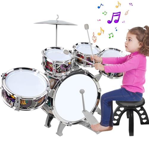 Raimy Kleinkinder-Schlagzeug-Set mit 5-teiligem Mini-Jazz-Trommel-Set für Kinder, Musikinstrumente, Spielzeug, Geschenke für Alter von 3 4 5 6 7 8 Jahren, Jungen, Mädchen, Baby Kinder von Raimy