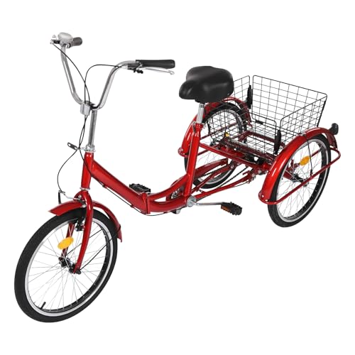 Dreirad Fahrrad, Dreirad für Erwachsene, 3-Rad-Fahrrad, Verstellbarer Sitz (29,52-31,5 Zoll) Verstellbarer Lenker (37,4-41,33 Zoll) für Höhe 5,09-5,74 ft von RainWeel