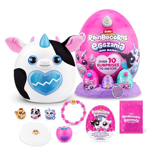 Rainbocorns Eggzania Mini Mania, Cow, by ZURU Plush Surprise Unboxing with Animal Soft Toy, Idea for Girls with Imaginary Play (Cow) von Rainbocorns