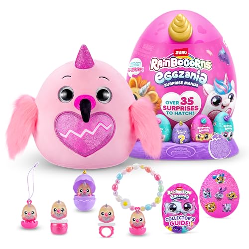 Rainbocorns Eggzania Surprise Mania Flamingocorn, über 20 Überraschungen, Plüschtier und Accessoires (Flamingo) von Rainbocorns