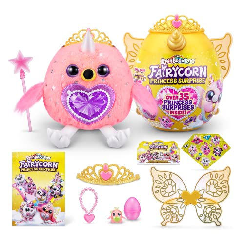 Rainbocorns Fairycorn Princess Serie 6 Flamingo – Plüsch zum Sammeln – magische Feenprinzessin überrascht, Kuschel-Plüsch-Stofftier, Aufkleber, (Flamingo) von Rainbocorns