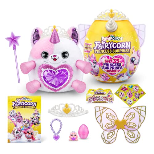 Rainbocorns Fairycorn Princess Series 6 Kitty – Plüsch zum Sammeln – Magische Märchenprinzessin überrascht, Kuschel-Plüsch-Stofftier, Aufkleber, (Kitty) von Rainbocorns