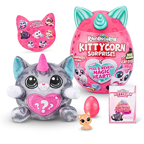 Rainbocorns Kittycorn Surprise, Amerikanisch Kurzhaar Katze, 10 Überraschungen zum Auspacken, Plüschtier zum Kuscheln von Rainbocorns