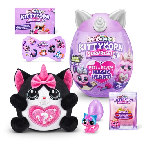 Rainbocorns Kittycorn Surprise Series 7, Schwarze Katze – Plüsch zum Sammeln – 10 Überraschungen zum Auspacken, Schälen und Enthüllen von Herzen, Aufkleber, Alter ab 3 Jahren (Schwarze Katze) von Rainbocorns