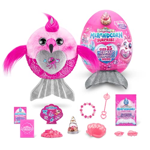 Rainbocorns Mermaidcorns Serie 7 Flamingo - Plüsch zum Sammeln, über 35 Überraschungen, Meerjungfrau-Kostümzubehör Mädchen-Geschenkidee (Flamingo), Mittel von Rainbocorns