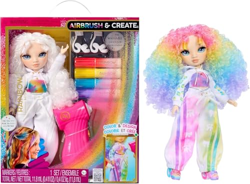 Rainbow High Air Brush & Create - 1 DIY Modepuppe mit Airbrush Market Kit, Abwaschbaren Regenbogen-Filzstiften Langen Haaren, Grauen Augen, Kreatives Spiel für Kinder von 4 bis 12+ Rainbow High Air Brush & Create - 1 DIY Modepuppe mit Airbrush Market Kit, Abwaschbaren Regenbogen-Filzstiften Langen Haaren, Grauen Augen, Kreatives Spiel für Kinder von 4 bis 12+ von Rainbow High