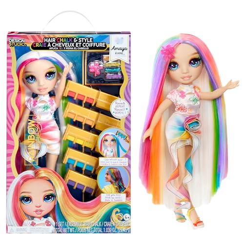 Rainbow High Hair Chalk & Style Doll - Amaya - 28 cm Puppe in Regenbogenfarben, Auswaschbare Haarkreide, Färben, Stylen, Spielen, Ausspülen & Wiederholen, für Kinder von 4 bis 12 Jahre von Rainbow High