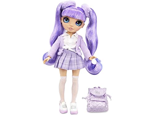 Rainbow High Jr. High - Violet Willow - 23 cm Lila Modepuppe mit Outfit & Accessoires - Stoffrucksack - Zum Sammeln - Geschenk für Kinder ab 6 Jahren von Rainbow High