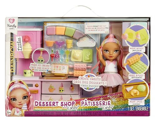 Rainbow High Littles Dessert Shop mit Kandy Spielset - mit Einer 14 cm Kleinen Rosa Puppe, Eiscreme und Süßigkeiten zum Herstellen, für Kinder ab 4 Jahren von Rainbow High