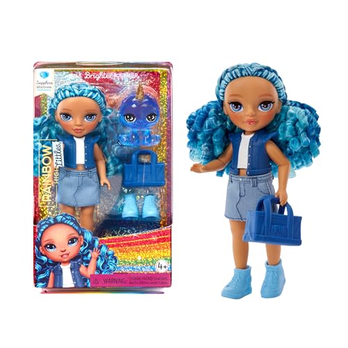 Rainbow High Littles - Sapphire Bradshaw - Kleine, Bewegliche Modepuppe - Blaue 14 cm Große Puppe mit Handtasche und Magischem Yeti - für Kinder und Sammler von Rainbow High