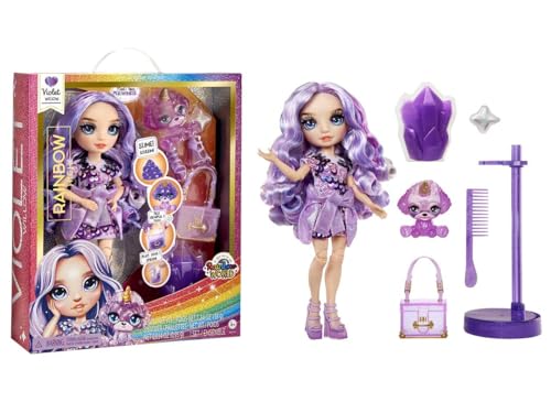 Rainbow High Modepuppe mit Schleim & Haustier - Violet (Lila) - 28 cm Schimmernde Puppe mit Glitzerschleim, Magischem Haustier und Modeaccessoires - Kinderspielzeug - Ideal für 4-12 Jahre von Rainbow High