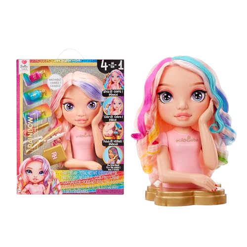 Rainbow High Styling Head - 33 cm Bella - 4-in-1 Spielset mit Auswaschbaren Haarcremes, Nagellack, Bürste, Haarfärbemittel - Stylen, Färben und Lackieren, Ausspülen + Wiederholen, von 4-12 Jahre von Rainbow High