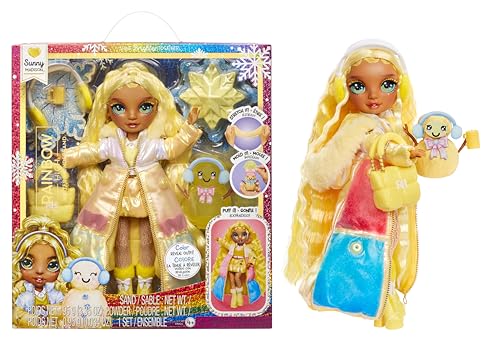 Rainbow High Winter Wonderland Sunny – gelbe 27,9 cm große Modepuppe mit magischem Schnee, versteckt in Mode, der sich mit Wasser aufbläst, und Schneemann-Set, tolles Geschenk für Kinder von 4–12 von Rainbow High