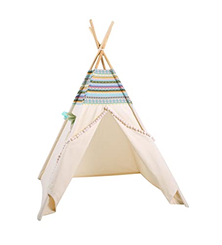 Rainbow Kids Tipi Zelt für Kinder | Baumwollsegeltuch Tippi Kinderzelt, Mehrere Muster und Farben mit und ohne Spielzubehör für Outdoor- und Indoor-Kinderspaß (Apache, ohne Zubehör) von Rainbow Kids