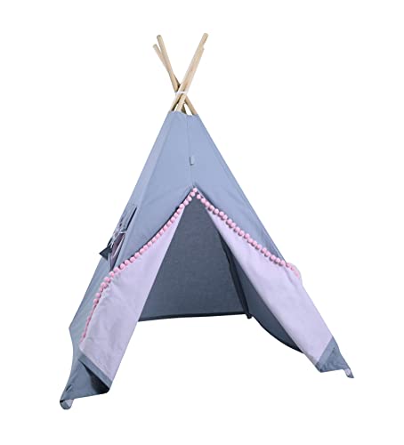 Rainbow Kids Tipi Zelt für Kinder | Baumwollsegeltuch Tippi Kinderzelt, Mehrere Muster und Farben mit und ohne Spielzubehör für Outdoor- und Indoor-Kinderspaß (Grauer Hase, ohne Zubehör) von Rainbow Kids