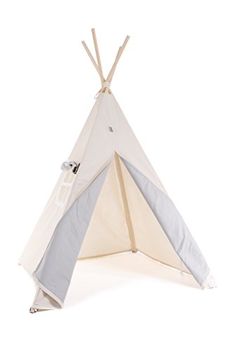 Rainbow Kids Tipi Zelt für Kinder | Baumwollsegeltuch Tippi Kinderzelt, Mehrere Muster und Farben mit und ohne Spielzubehör für Outdoor- und Indoor-Kinderspaß (Grauer Wolf, ohne Zubehör) von Rainbow Kids