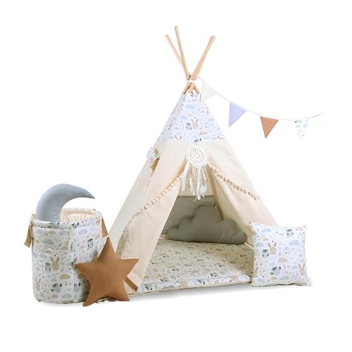 Rainbow Kids Zelt Kinderzimmer | Kinderzelt Indoor & Im Freien Klassisches Baumwolle Leinwand Spielzelt | Perfekte Dekoration Touch | Langlebiges Design- Eulchen und Hasi mit Zubehör Rainbow Kids Zelt Kinderzimmer | Kinderzelt Indoor & Im Freien Klassisches Baumwolle Leinwand Spielzelt | Perfekte Dekoration Touch | Langlebiges Design- Eulchen und Hasi mit Zubehör von Rainbow Kids