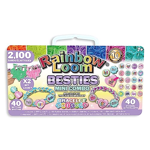 Rainbow Loom Bandai Loomi-Pals Besties Mini Combo Schmuckhersteller Basteln | Freundschaftsarmband Herstellung Kit für Jungen und Mädchen | Gummiband Armband Kit | Loom Band Zubehör mit Charms von Rainbow Loom