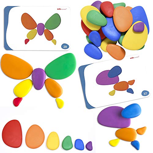 Rainbow Pebbles - Set mit 36 + 40 Aktivitäten - Die originalen Farbsortier- und Stapelsteine - Frühe mathematische Spiele von Rainbow Pebbles