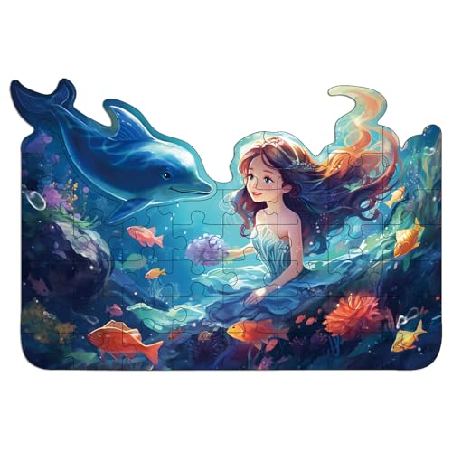 Kinderpuzzle,47 Teile Puzzle Kinder-The Little Mermaid-Rahmenpuzzle,Rainllon Puzzle Kinder,Puzzle ab 3 4 5 6,Puzzle ab 3 4 5 6 Jahre Mädchen für Spiele ab 2 Jahre,Kindergeburtstag Geschenke Mädchen von Rainllon