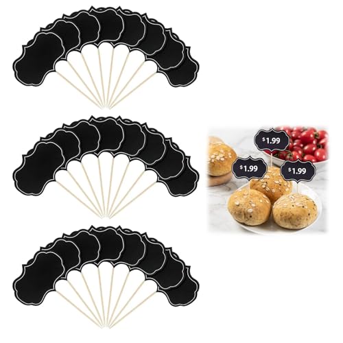 Cupcake Toppers Tafel Tischkarten Chalkboard Cupcake Picks Preisschilder Mini Tafel Set für Buffet Käsemarker Kuchen Topper Blank Zahnstocher Fahnen für Party Hochzeit Geburtstag,24 Stück von Rakiuty