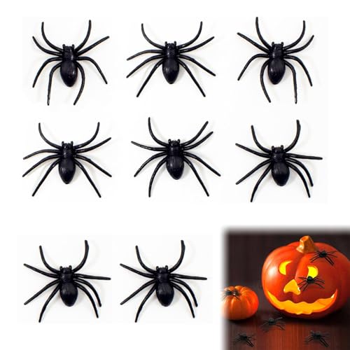 Realistische Plastik Spinne,Halloween Spinnen Streich Requisiten,Spinnen Tischdekoration,Spinnen aus Kunststoff,Lebensechte Gummispinne,Realistische Spinne Spielfiguren Halloween Streich Scherz,8 Pcs von Rakiuty