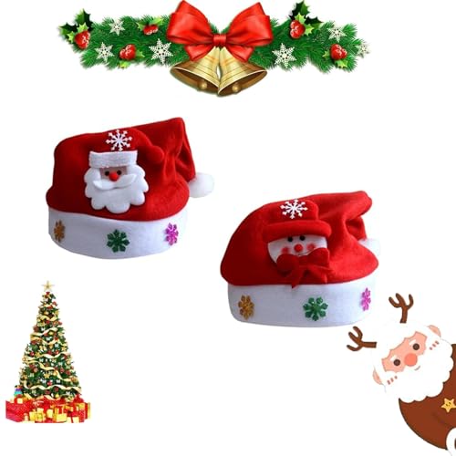 Weihnachtsmütze Nikolausmütze,Weihnachtsmann Mütze,2 Stück Weihnachtsmütze Kinder,Santa Hat,Nikolausmütze,Weihnachtsmütze,Mütze Nikolaus Warm Dicker Fellrand Weihnachtsmann mütze für Herren/Damen von Rakiuty