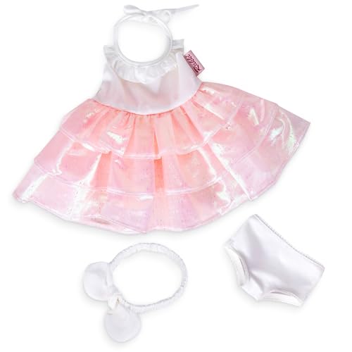 Rakki Dolli Puppenkleidungszubehör, 3-teiliges Set mit rosa Prinzessinnenkleidern, flauschigem Rock und weißer Unterwäsche und Stirnband, Haarseil (Puppe und Schuhe nicht im Lieferumfang enthalten) von Rakki Dolli